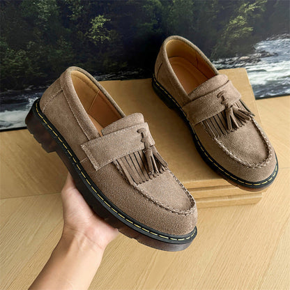 Milton - Men's suede loafers with tassels in modern design