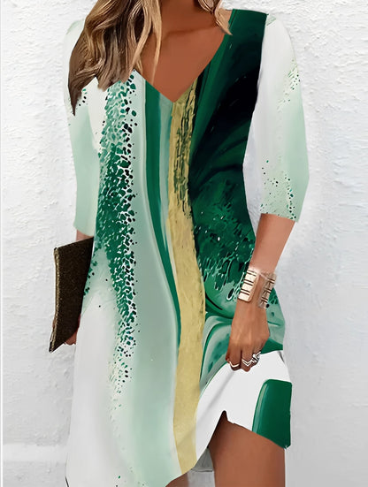 Alicia - Elegantes Damenkleid mit V-Ausschnitt und Muster