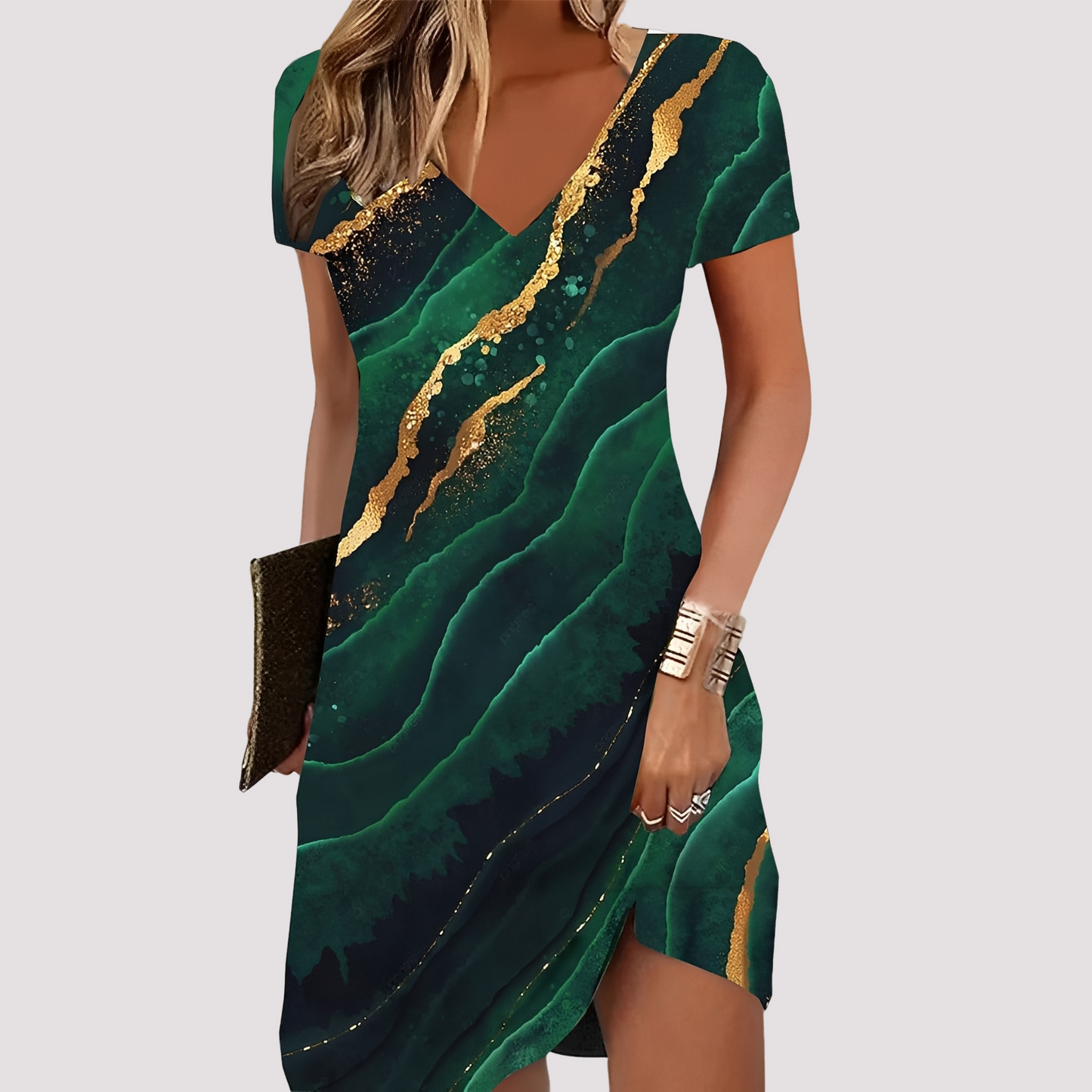 Maggy - Weites Boho-Kleid mit V-Ausschnitt für Damen