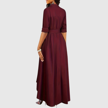 Livienne – Maxikleid Elegant mit Tailliertem Gürtel