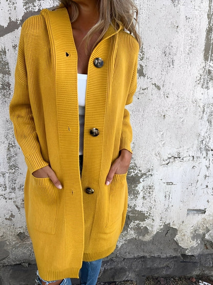 Suzanna - Langer, lockerer Frauen-Cardigan mit Kapuze