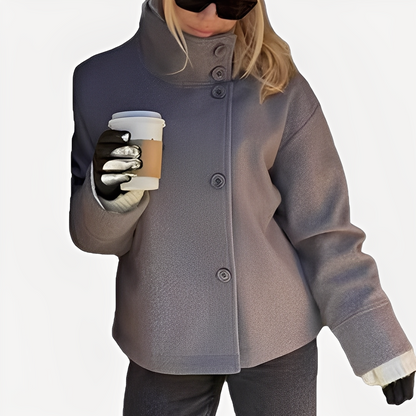 Carolyn - Stylowa, jednorzędowa damska kurtka wełniana