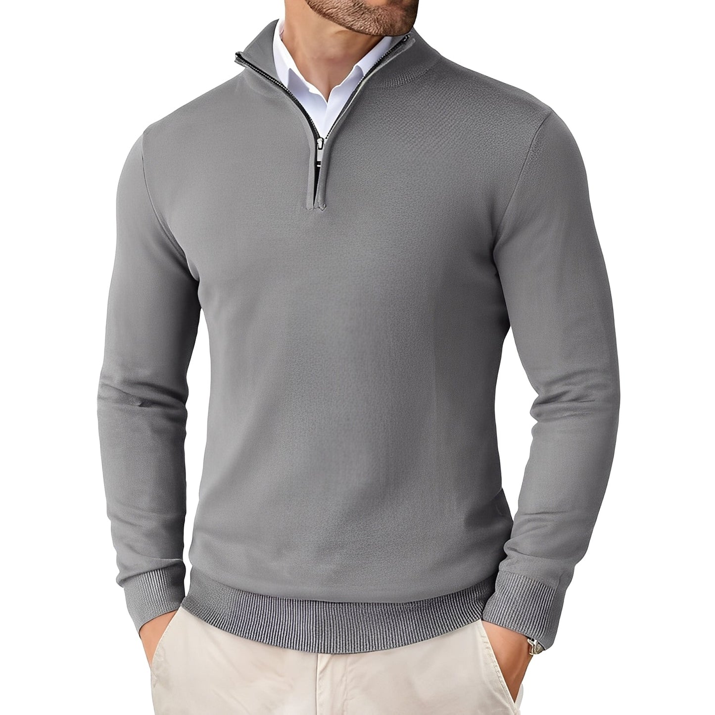 Darell - Elegant men's knitted sweater with zipper