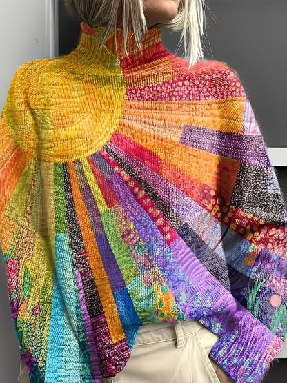 Giselle - Modny, kolorowy sweter z golfem dla kobiet