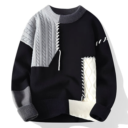 Carter - Stylish, warm men's sweater in patchwork style