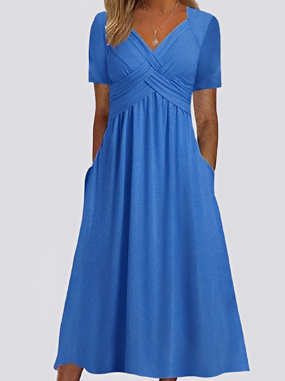 Salma - Lockeres Midikleid für Damen mit femininer Note und kurzen Ärmeln