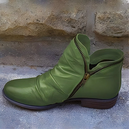 Veronica - Retro-Lederstiefel für Damen mit Reißverschluss