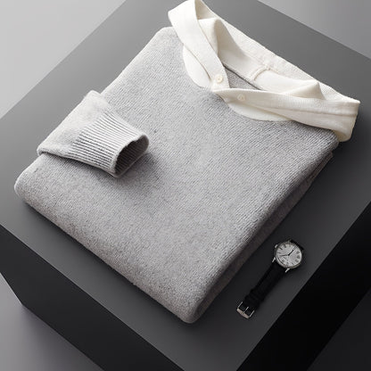 Darius - Stylová, teplá pletená mikina s kapucí pro muže