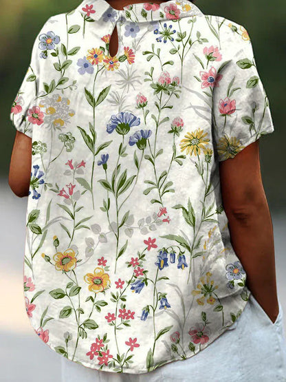 Teresa - Lockeres Leinenhemd mit Blumenprint