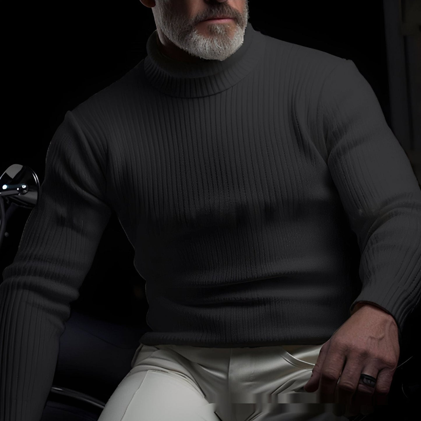 Randolf - Pull à col roulé élégant et simple pour hommes