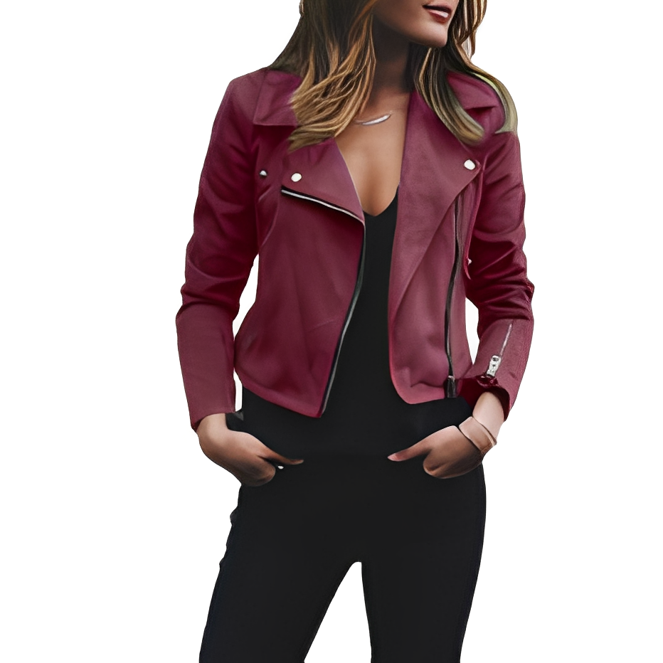 Euphemia - Fashionable short women's jacket with lapel collar
