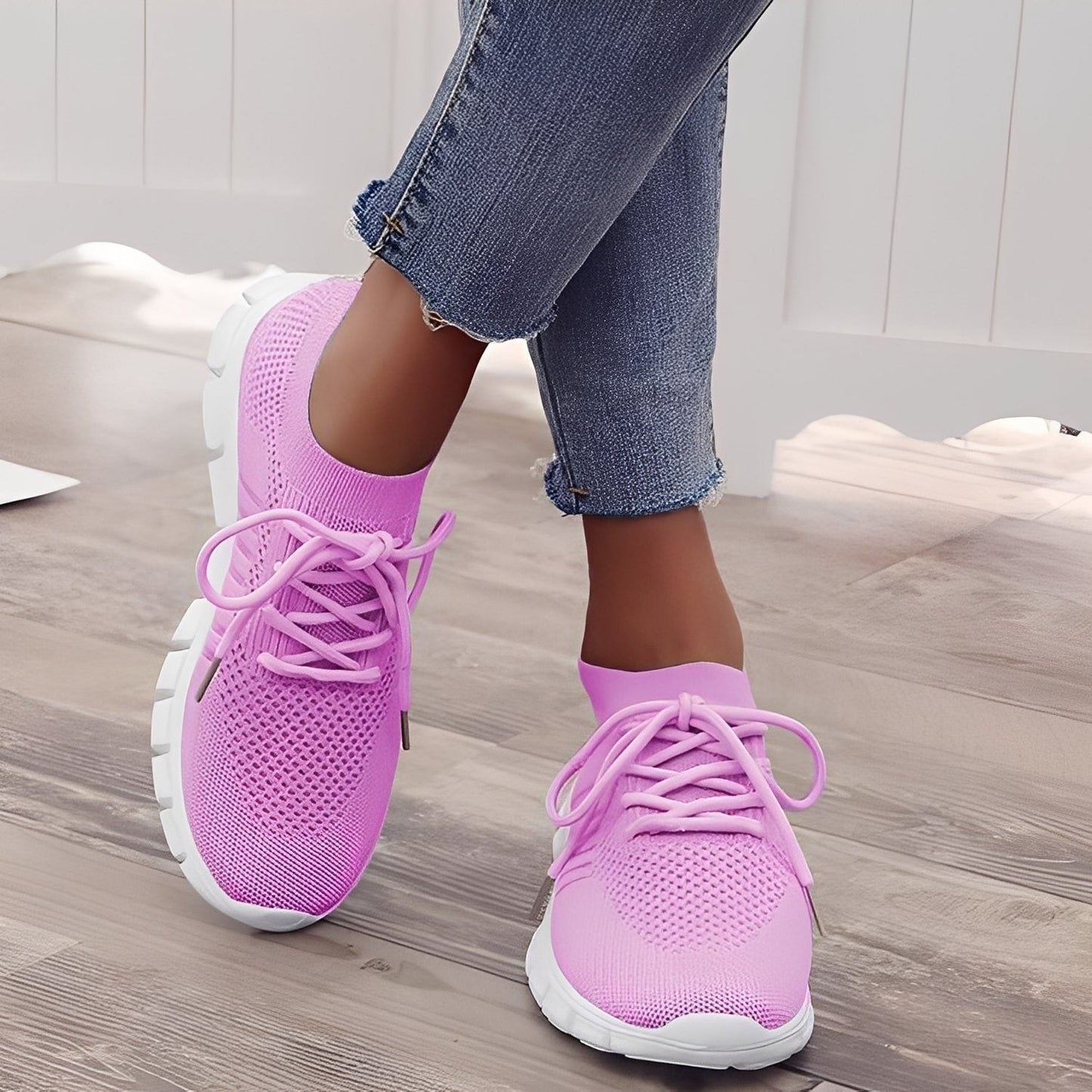 Caroline - Bequeme Damenschuhe aus geflochtenem Netz