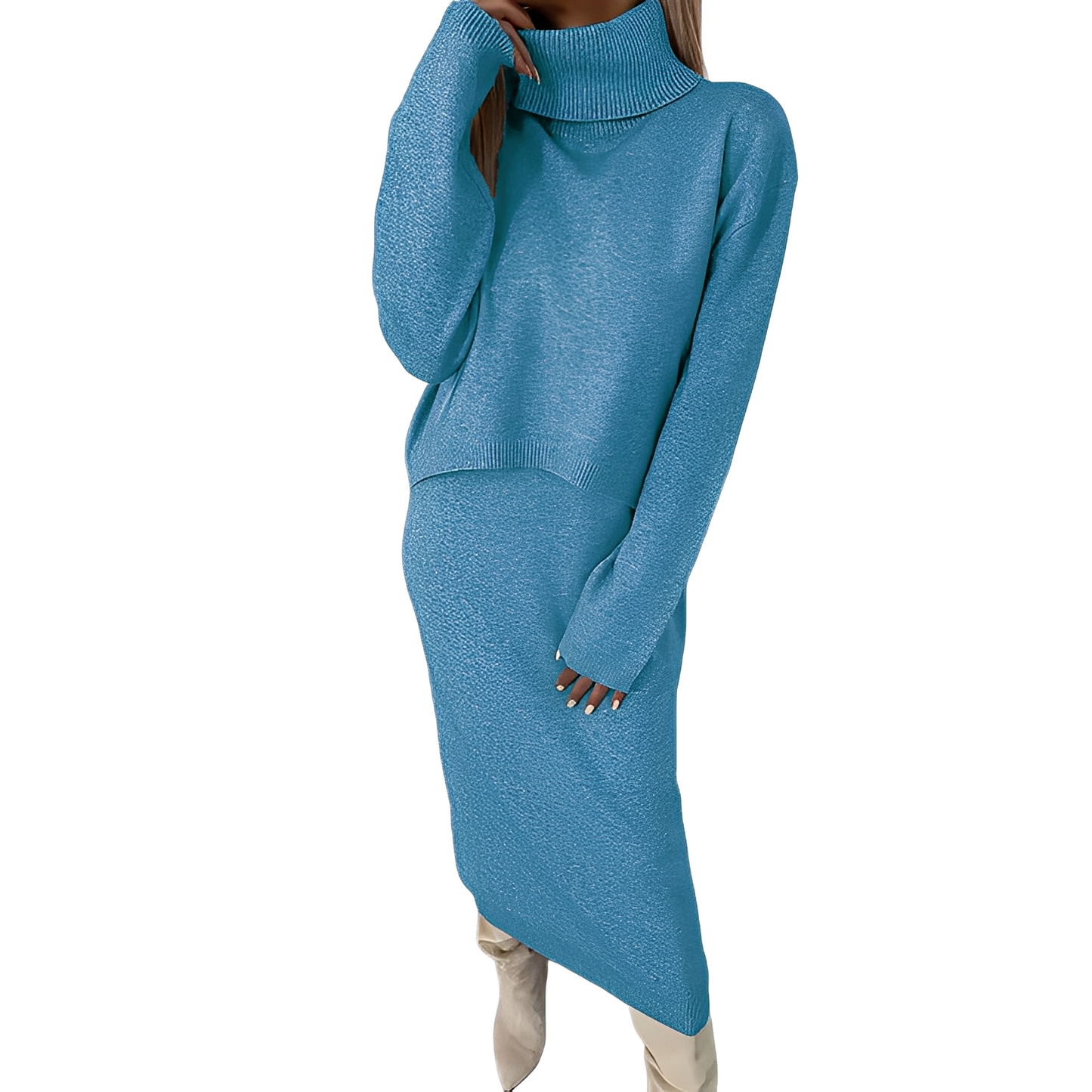 Natalee - Stylish set of women's turtleneck sweater and skirt