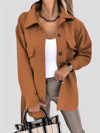 Tiffanie - nowoczesna, lekka damska kurtka z wełny z kołnierzem z klapami