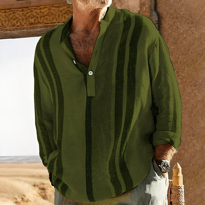 Jerome - Retro-pasiasta lniana koszula męska