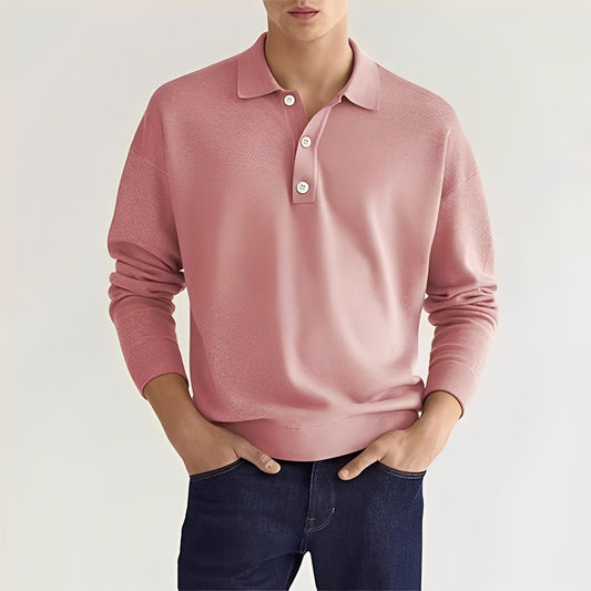 Carlton - Polo à manches longues simple pour hommes