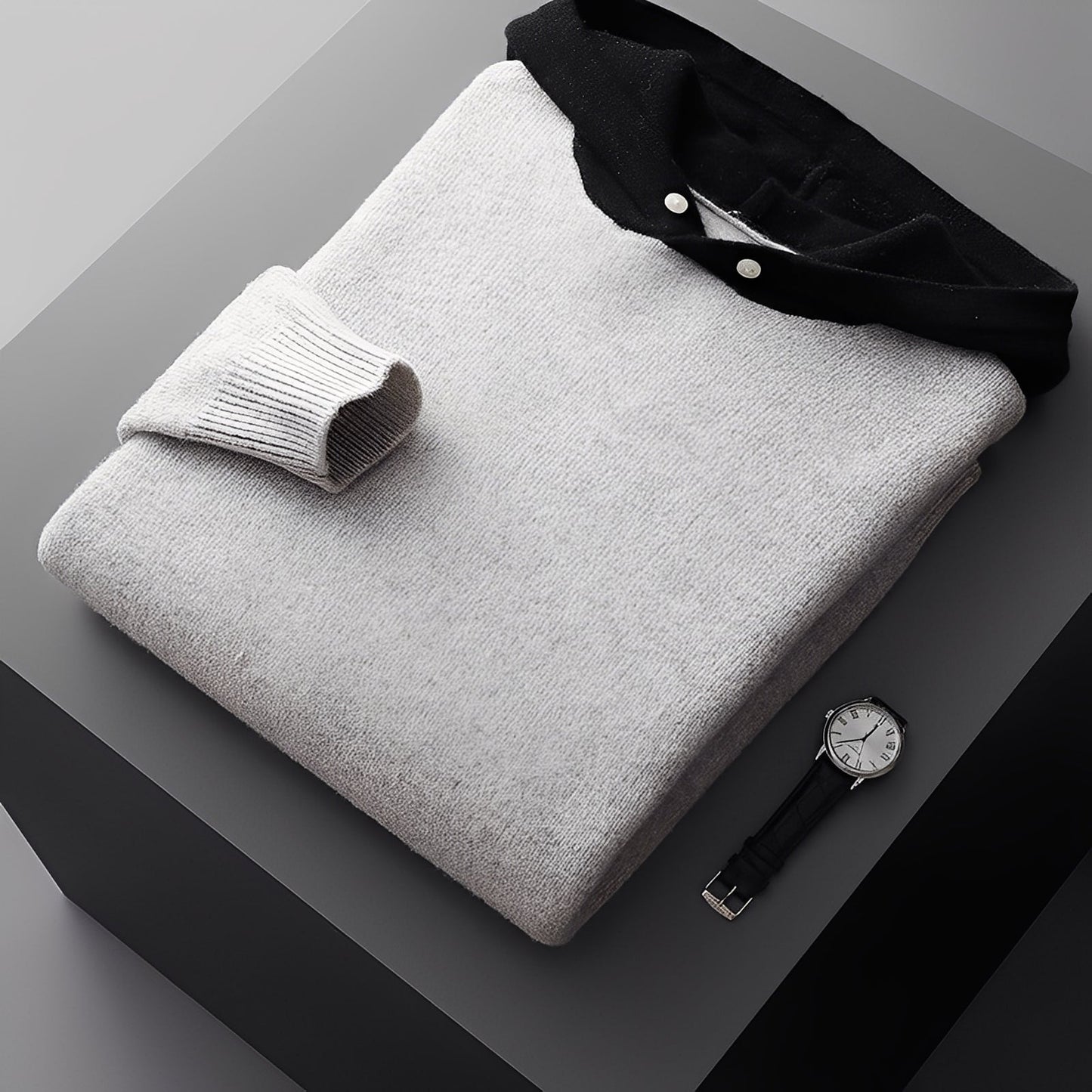 Darius - Stylová, teplá pletená mikina s kapucí pro muže