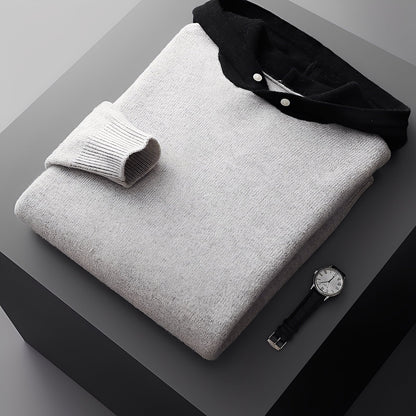 Darius - Stylová, teplá pletená mikina s kapucí pro muže