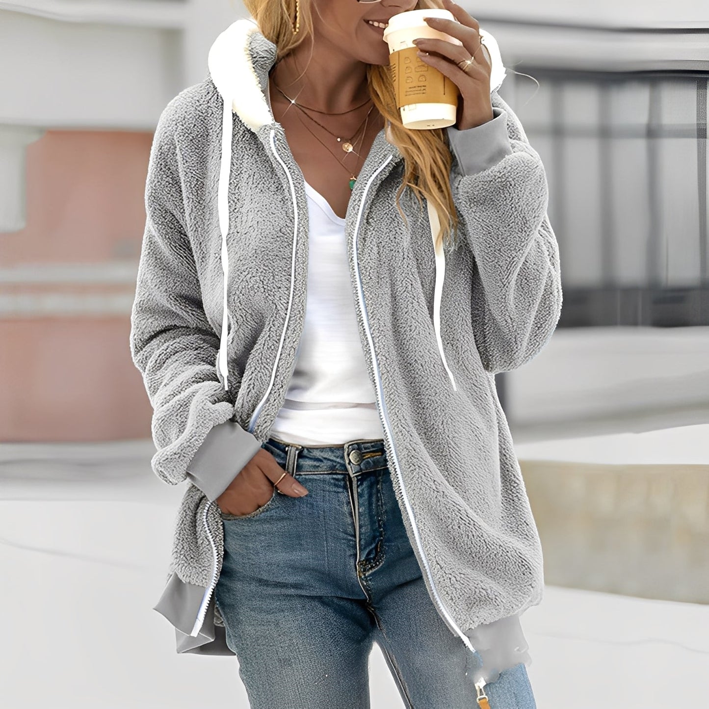 Rheanna - damska bluza polarowa z kapturem dla komfortu