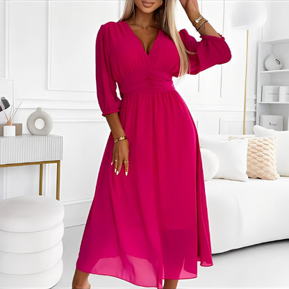 Amelia - Damen-Wickelkleid mit langen Ärmeln, locker sitzend