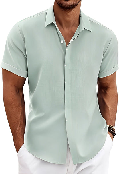 Theodore - Chemise décontractée légère pour homme à manches courtes, aérée