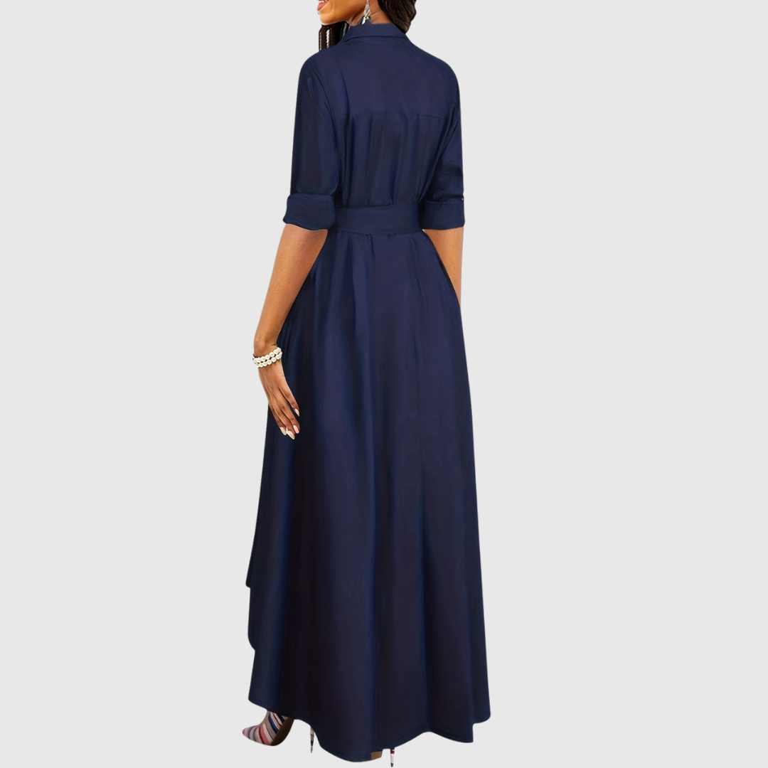Livienne – Maxikleid Elegant mit Tailliertem Gürtel