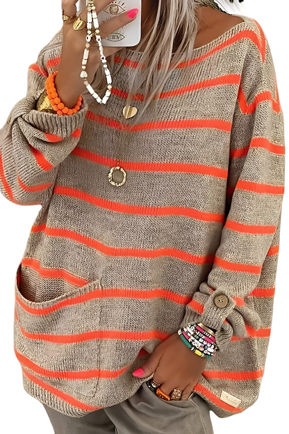 Elianna - Wygodny, szeroko krojony damski sweter w paski