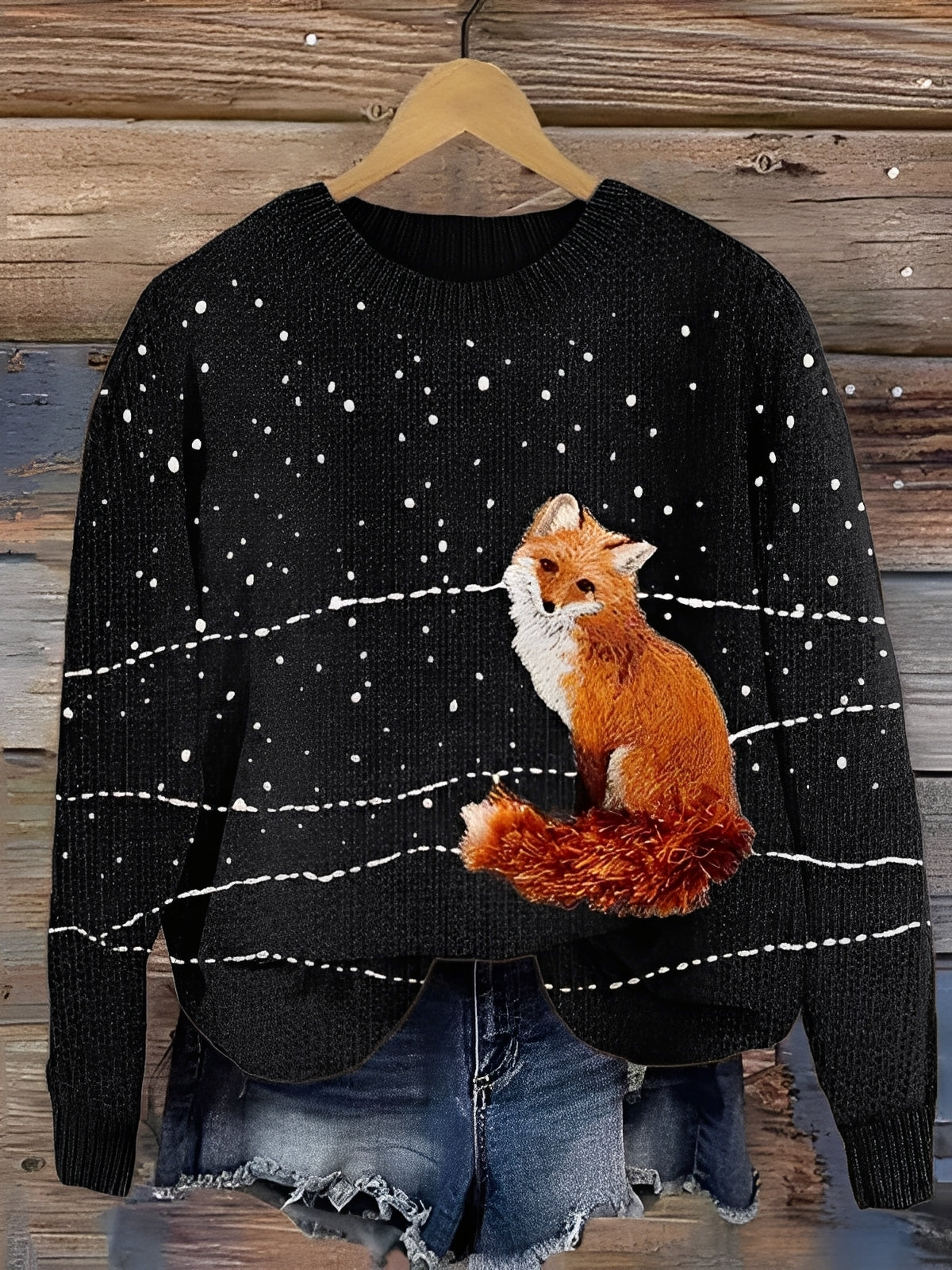 Tawnee - Warmer Wollpullover mit Druck für Damen