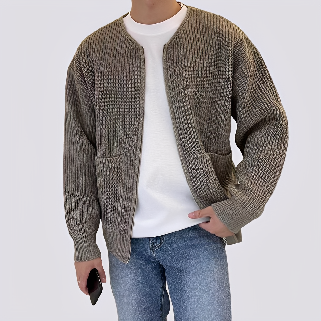 Willy - Casual men's knitted jacket with zipper