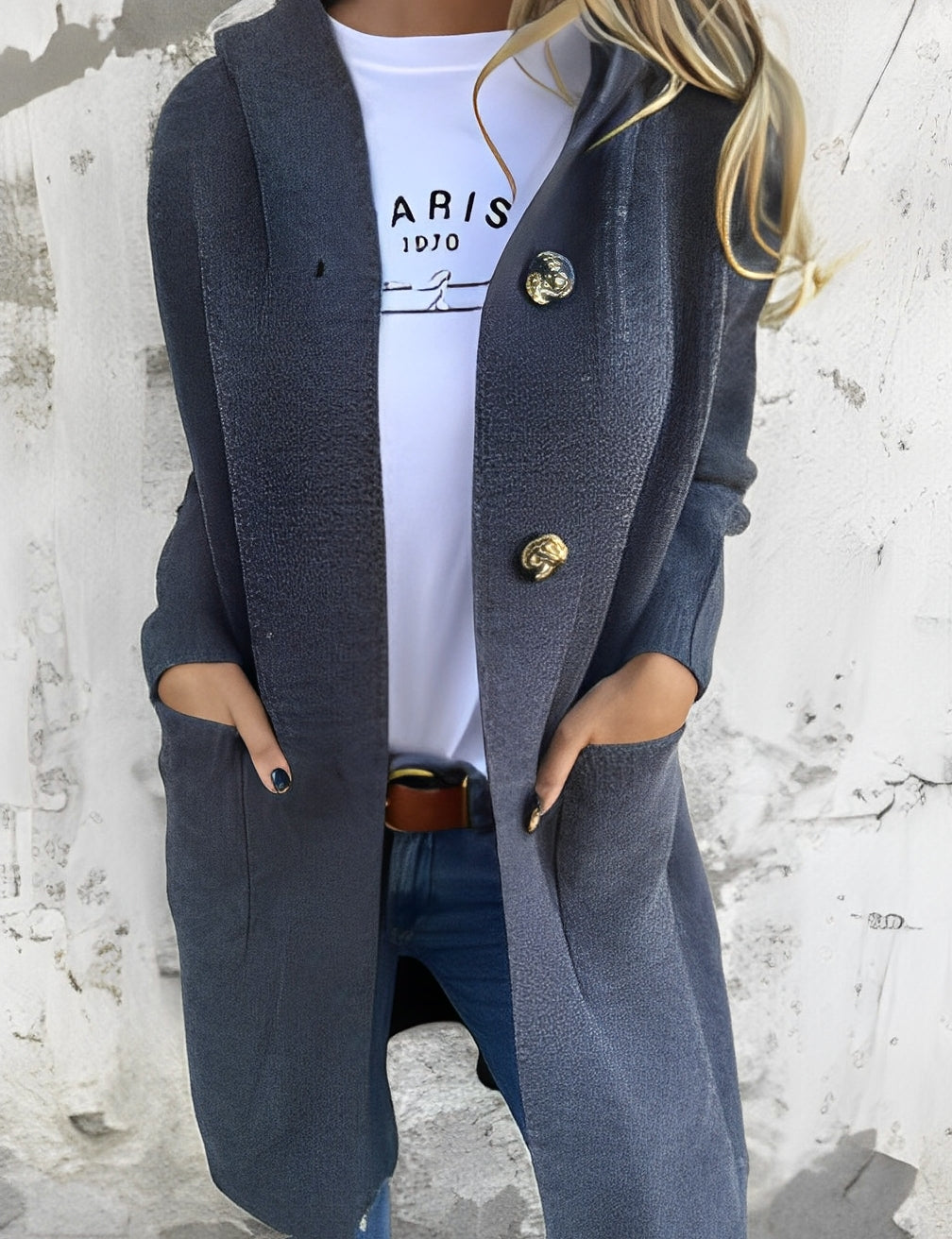 Kimmie - Bequemer langer Damen-Cardigan mit Kapuze