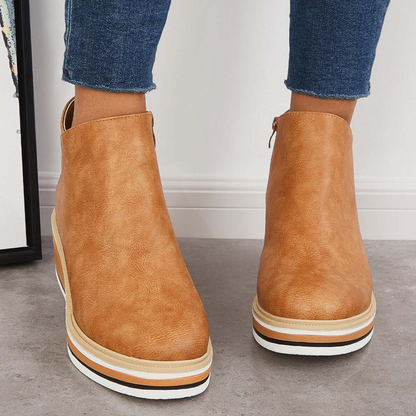 Rosanne - Eleganckie damskie skórzane kozaki z zamkiem błyskawicznym