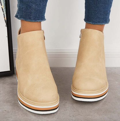 Rosanne - Eleganckie damskie skórzane kozaki z zamkiem błyskawicznym