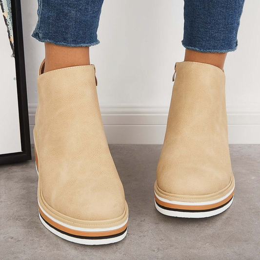 Rosanne - Eleganckie damskie skórzane kozaki z zamkiem błyskawicznym