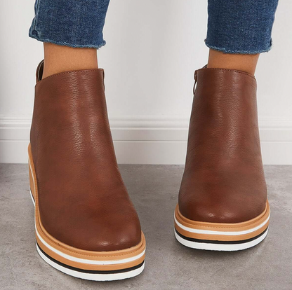 Rosanne - Eleganckie damskie skórzane kozaki z zamkiem błyskawicznym