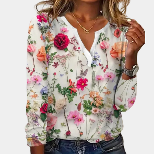 Morwen - Legere Damenbluse mit Blumen