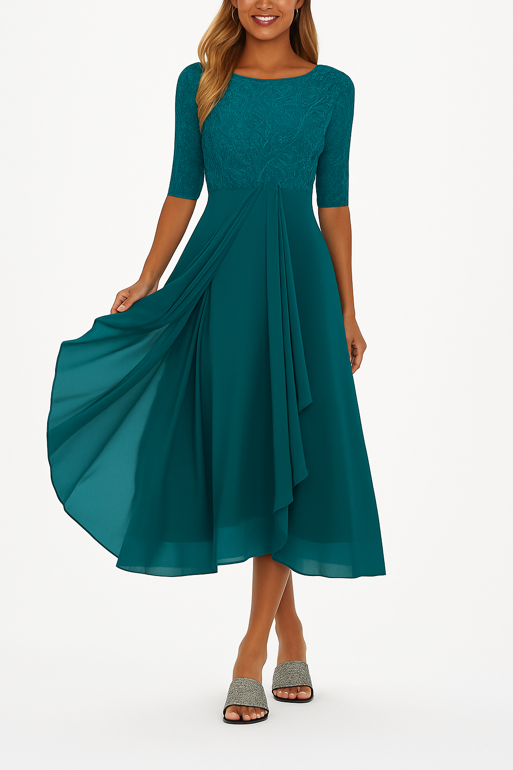 Ximena - Schickes Damen-Spitzenkleid Knielang