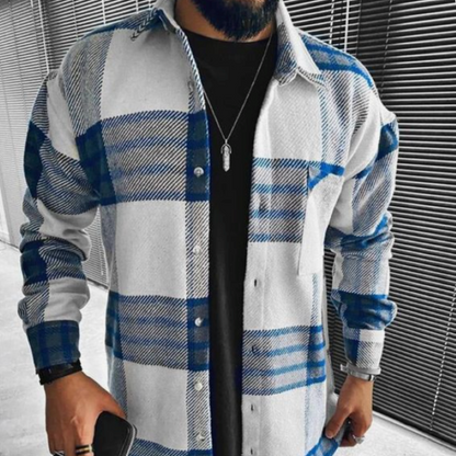 Ben – męska koszula overshirt w kratę z kieszenią na piersi