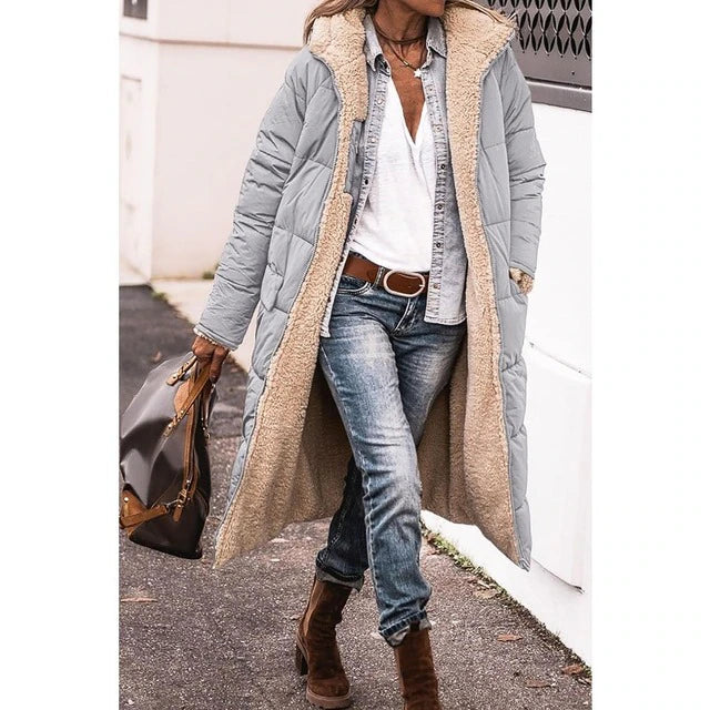 Ariadna - Lange, umkehrbare Winterjacke für Damen