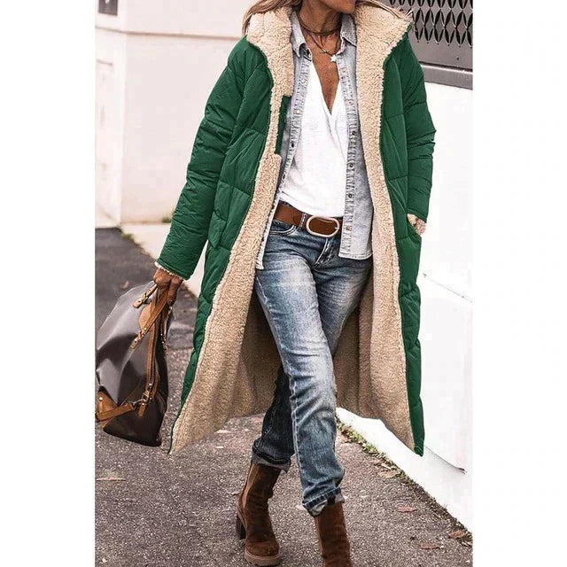 Ariadna - Lange, umkehrbare Winterjacke für Damen