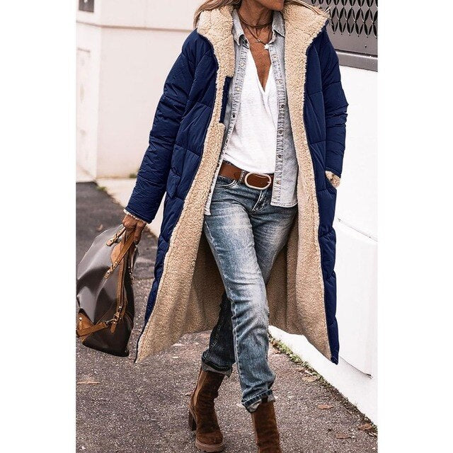 Ariadna - Lange, umkehrbare Winterjacke für Damen
