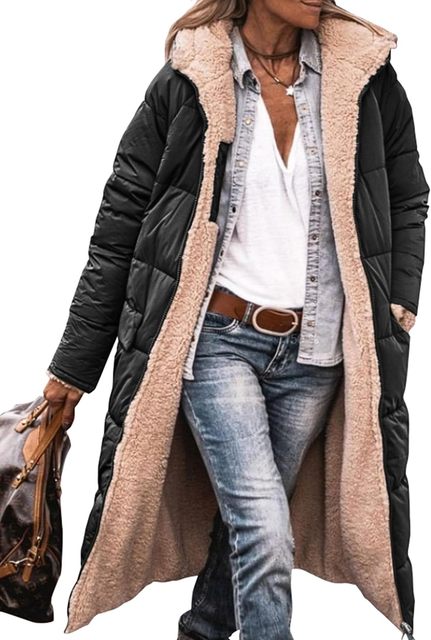 Ariadna - Lange, umkehrbare Winterjacke für Damen
