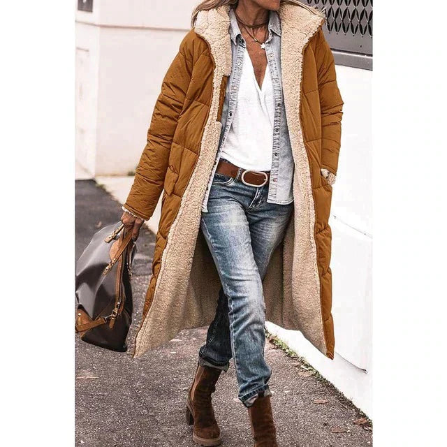 Ariadna - Lange, umkehrbare Winterjacke für Damen