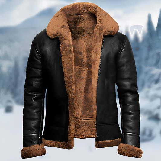Jefferson - Stabile Herrenlederjacke mit Kragen
