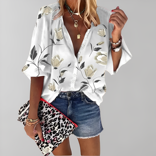 Alaina - Schicke Sommerbluse mit Blumenmuster für Damen