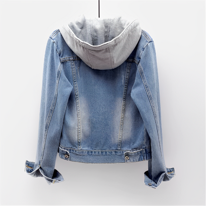 Adah - Lange Jeansjacke mit abnehmbarer Kapuze