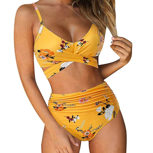Kelda - Damen-Bikini mit hohem Bund und Blumen
