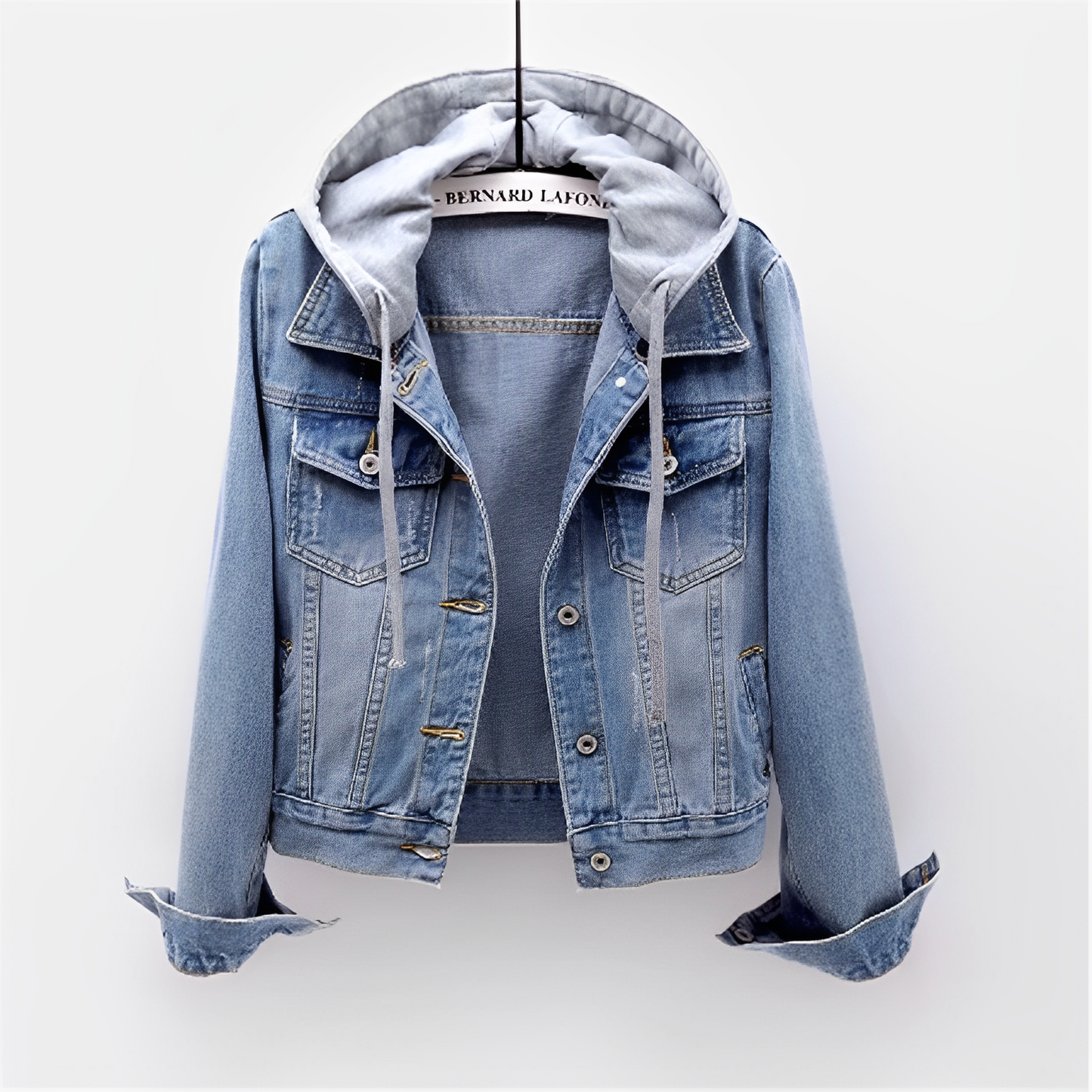 Adah - Lange Jeansjacke mit abnehmbarer Kapuze