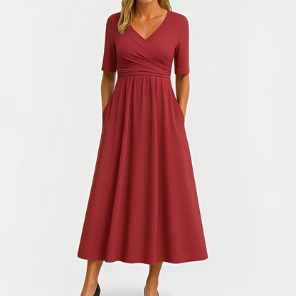 Maïka - Stilvolles Kleid mit V-Kragen für Damen