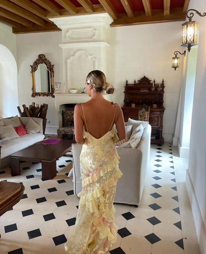 Gudrun - Romantisches langes Damenkleid mit Rüschen