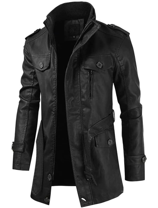 Brook - Stabile Lange Herren-Lederjacke